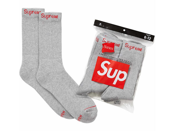 Supreme Hanes Crew Socks (4 Pack) Heather grey
