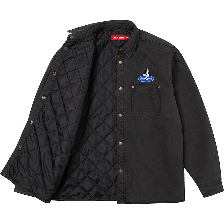 Supreme Quilted Lined Denim Snap Shirt (SS26) ‘Black’ - Image 2