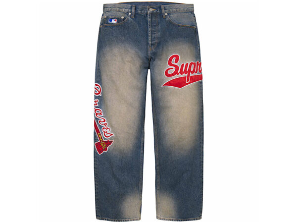 Supreme Mitchell & Ness Atlanta Braves Loose Fit Jean ‘Washed Indigo’