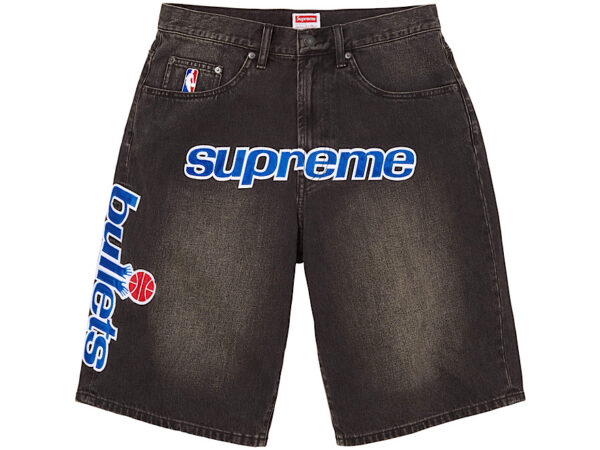Supreme Mitchell & Ness Washington Bullets Baggy Denim Short ‘Washed Black’