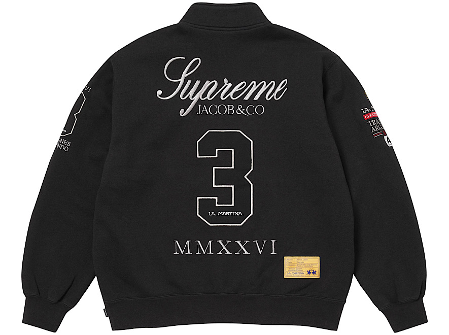 Supreme x La Martina x Jacob & Co Zip Up Sweatshirt ‘Black’ - Image 2