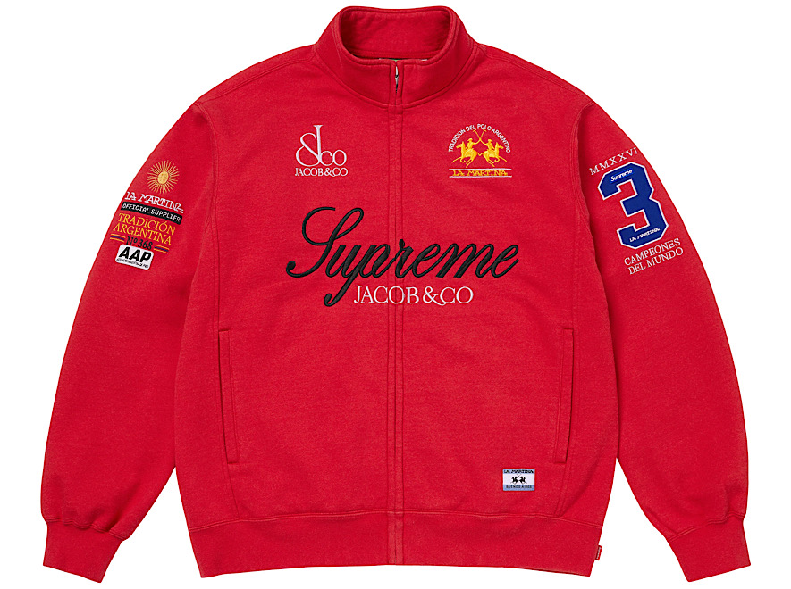Supreme x La Martina x Jacob & Co Zip Up Sweatshirt ‘Red’