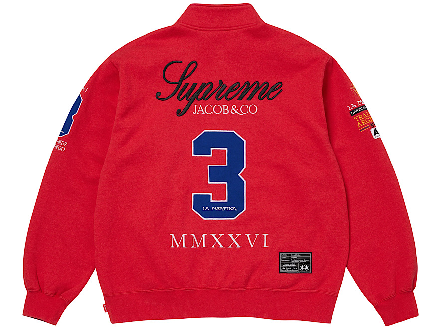 Supreme x La Martina x Jacob & Co Zip Up Sweatshirt ‘Red’ - Image 2