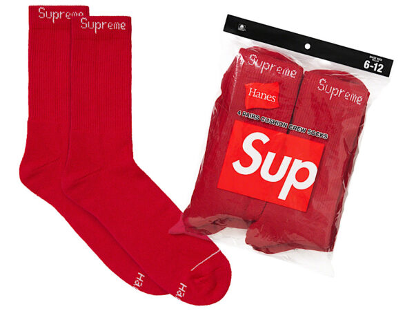 Supreme Hanes Crew Socks (4 Pack) Red